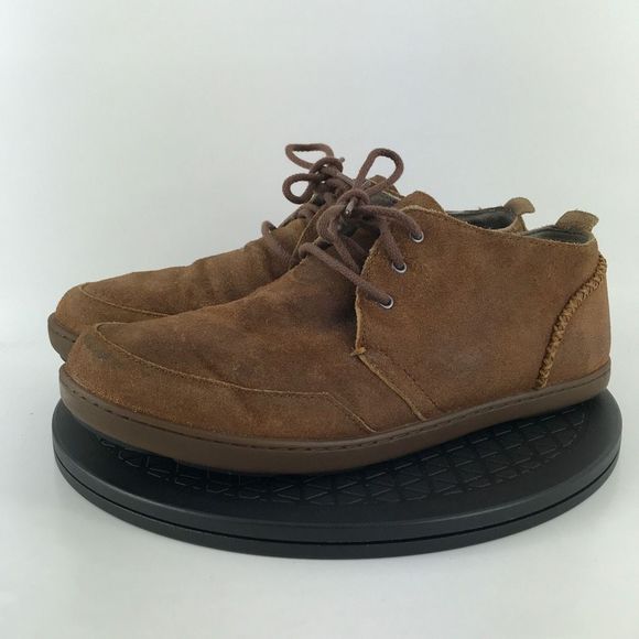 Olukai Maki Brown Distressed Suede Leather Oxford Men's Size 10.5 - Picture 1 of 12